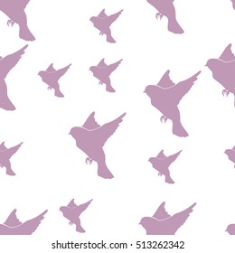 Dove.pattern with abstract pigeons. Line art style birds for endless background. Repeatable ornament with doves. Vector file is EPS10.