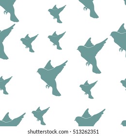 Dove.pattern with abstract pigeons. Line art style birds for endless background. Repeatable ornament with doves. Vector file is EPS10.