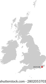 Dover City Location on Map of United Kingdom