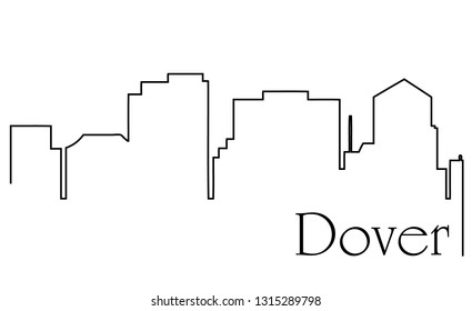 Dover city one line drawing abstract background with cityscape