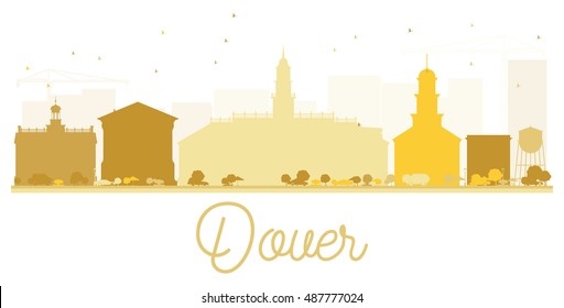 Dover City skyline golden silhouette. Vector illustration. Simple flat concept for tourism presentation, banner, placard or web site. Business travel concept. Cityscape with landmarks