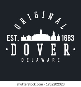 Dover, DE, USA Skyline Original. A Logotype Sports College and University Style. Illustration Design Vector.