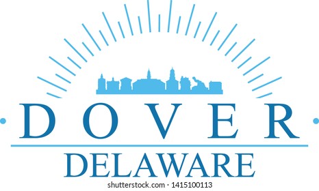 Dover Delaware. Banner Design. City Skyline. Silhouette Vector. Famous Monuments.