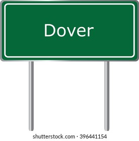 Dover , Delaware , road sign green vector illustration, road table, USA city