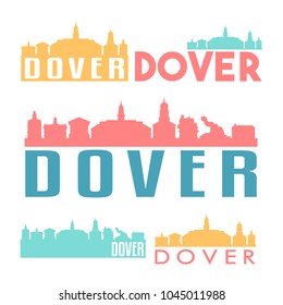 Dover Delaware USA Flat Icon Skyline Vector Silhouette Design Set.