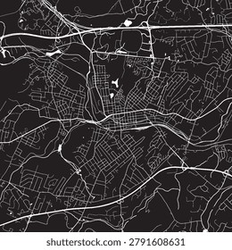 Dover New Jersey Vector Map, Detailed Town Street Map Black and White Minimalist Line Art