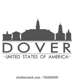 Dover Skyline Silhouette Design City Vector Art Famous Buildings