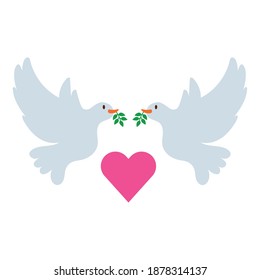 doves birds flying with heart vector illustration design