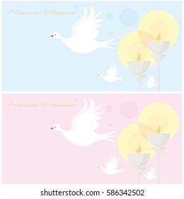 Doves in flight for the ticket's first communion