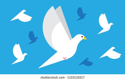 Doves in flight. Vector illustration.