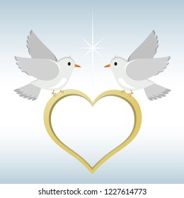Doves with heart shaped