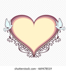 Doves with heart shaped frame.