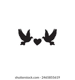 Doves and heart sign of peace and love