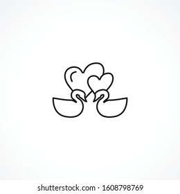 doves with heart vector icon on white background