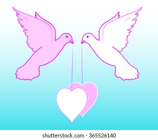 Doves with hearts
