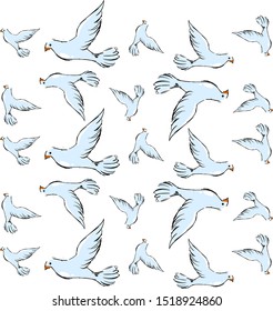 Doves, illustration, vector on white background.