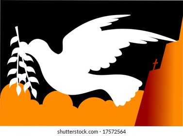 doves with leaf I beak	