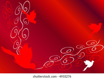 doves on red background