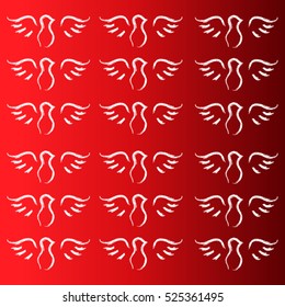 Doves on red background. Vector illustration.