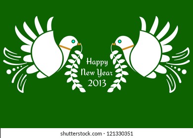 Pombas da paz Feliz Ano Novo texto