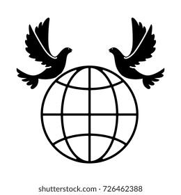 doves of peace with planet