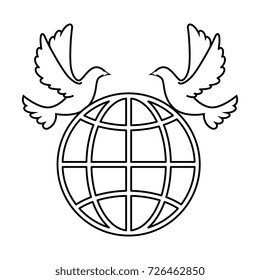 doves of peace with planet