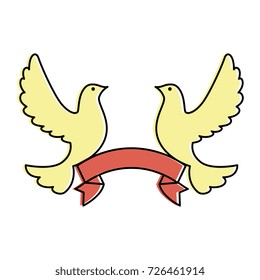doves of peace with ribbon