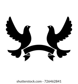 doves of peace with ribbon