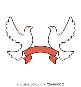 doves of peace with ribbon