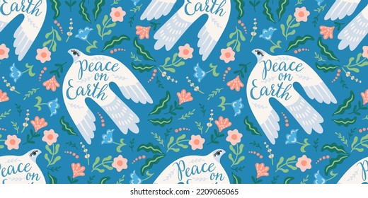 Doves of peace. Vector seamless pattern. Background for paper, packaging, wallpaper, fabric and other surfaces