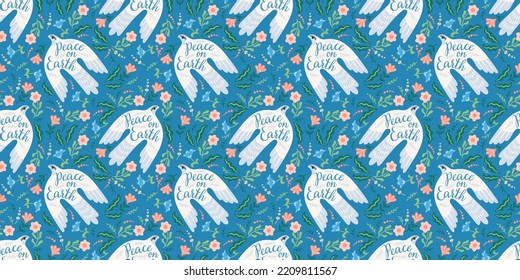 Doves of peace. Vector seamless pattern. Background for paper, packaging, wallpaper, fabric and other surfaces