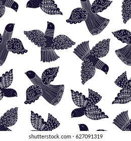 Doves of peace. Vector seamless pattern.