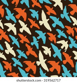Doves and pigeons seamless pattern. Vector illustration