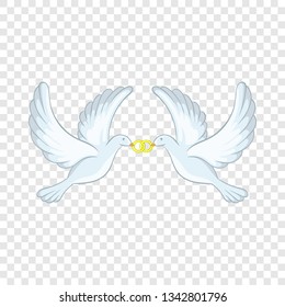 Doves with rings icon in cartoon style isolated on background for any web design 