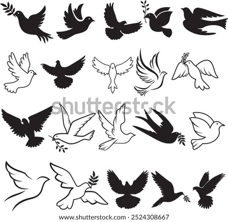 Doves Set Designs Bundle Illustration