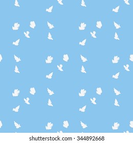 Doves soaring romantic soft spring summer blue background pattern vector