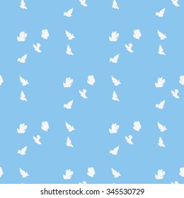 Doves soaring romantic soft spring summer blue background pattern vector