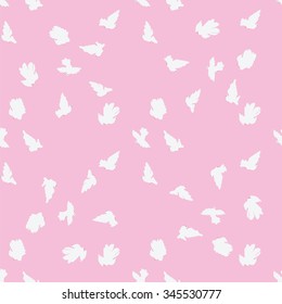 Doves soaring romantic soft spring summer pink background pattern vector