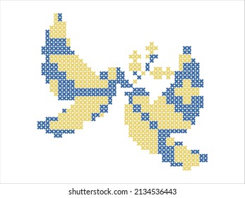 Doves of the world in the color of the Ukrainian flag. Pray for Ukraine. No war in Ukraine. Say no to war. Make peace.
