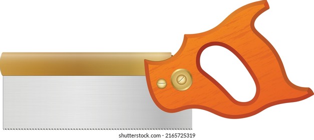 Dovetail-Säge oder kleiner Hintergrund, einzelne Vektorgrafik auf weißem Hintergrund. Diese Säge wird für Anwendungen verwendet, die kleine, sehr präzise Schnitte erfordern oder bei denen eine sehr ordentliche Ausführung erforderlich ist.