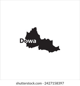 Dowa Malawi map and black lettering design on white background