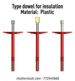 Dowel for insulation plastic with metal