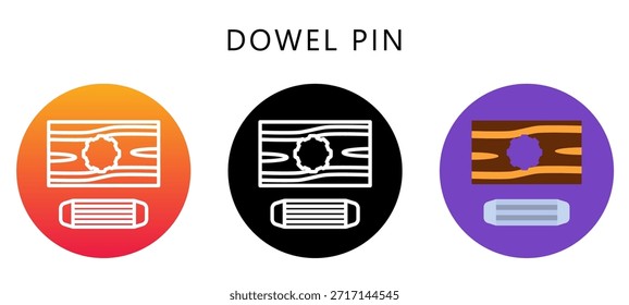 Icono de estilo múltiple de pasador, plano, línea, glifo, lineal, tono dual. Relacionado Con La Carpintería, Industria De La Madera. Uso Para El Concepto Moderno, Ui, Web Ux Y Desarrollo De App.