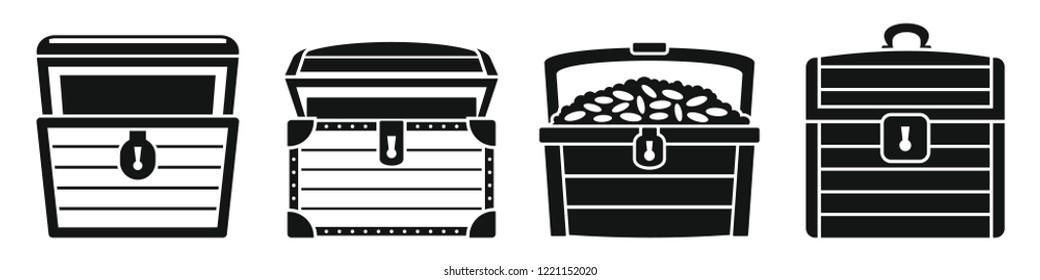 Dower chest box icon set. Simple set of dower chest box vector icons for web design on white background