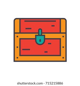 Dower, chest flat line illustration, concept vector isolated icon 