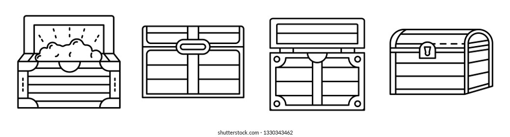 Dower chest icons set. Outline set of dower chest vector icons for web design isolated on white background
