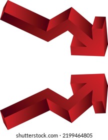 Up and Down 3D Vector Arrows for, presentations, reports