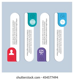 Up and down 4 steps colorful background with icon banner set. Template for circle diagram, graph, presentation and chart. Business concept with options, parts, steps or processes. Abstract background.