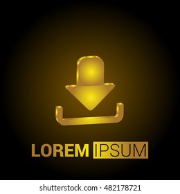 Down Arrow 3D Golden Metallic Premium Royal Corporate Logo / Icon