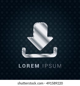 Down Arrow 3D silver/platinum metallic chromium precious Icon / Logo Design